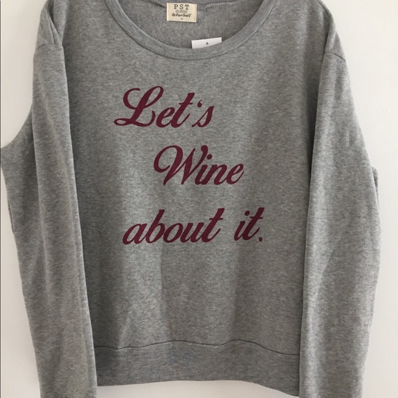 PST Tops - PST “Let’s Wine About It” Grey Sweatshirt S Med
